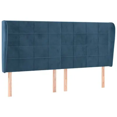 vidaXL Vzglavje z ušesi temno modra 183x23x118/128 cm žamet