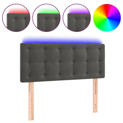 vidaXL LED posteljno vzglavje temno sivo 90x5x78/88 cm žamet