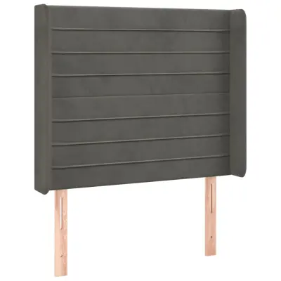 vidaXL Vzglavje z ušesi temno sivo 93x16x118/128 cm žamet