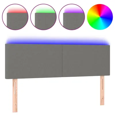 vidaXL LED posteljno vzglavje temno sivo 144x5x78/88 cm blago