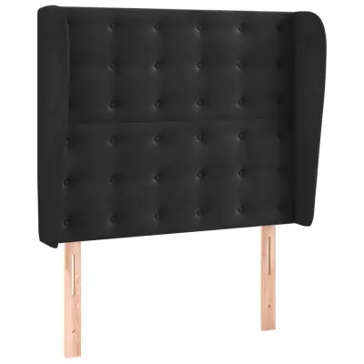 vidaXL Vzglavje z ušesi črno 83x23x118/128 cm žamet