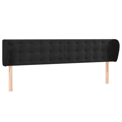 vidaXL Vzglavje z ušesi črno 163x23x78/88 cm žamet
