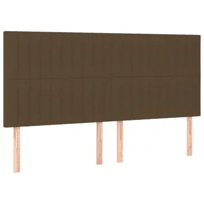 vidaXL Posteljno vzglavje 4 kosa temno rjav 100x5x78/88 cm blago