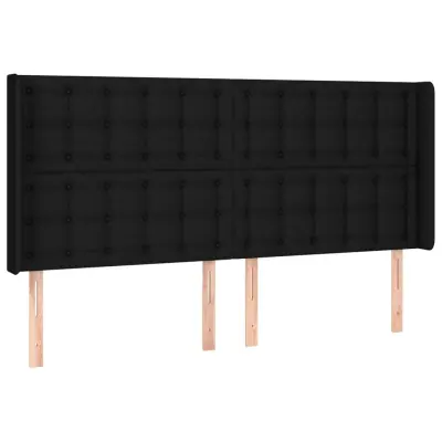 vidaXL Vzglavje z ušesi črno 203x16x118/128 cm blago