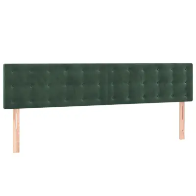vidaXL Posteljno vzglavje 2 kosa temno zeleno 90x5x78/88 cm žamet