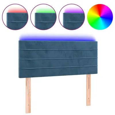 vidaXL LED posteljno vzglavje temno modro 90x5x78/88 cm žamet
