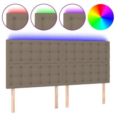 vidaXL LED posteljno vzglavje taupe 180x5x118/128 cm blago