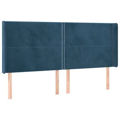 vidaXL Vzglavje z ušesi temno modro 163x16x118/128 cm žamet