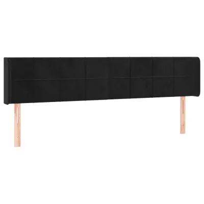 vidaXL Vzglavje z ušesi črno 203x16x78/88 cm žamet