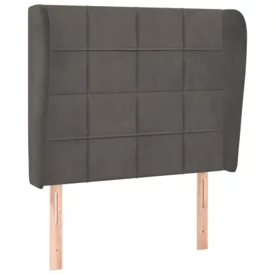 vidaXL Vzglavje z ušesi temno sivo 83x23x118/128 cm žamet