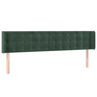 vidaXL Vzglavje z ušesi temno zeleno 203x16x78/88 cm žamet
