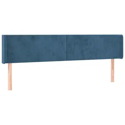 vidaXL Vzglavje z ušesi temno modro 183x16x78/88 cm žamet