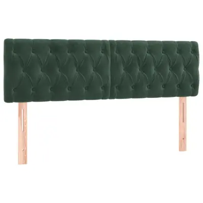 vidaXL Posteljno vzglavje 2 kosa temno zeleno 80x7x78/88 cm žamet