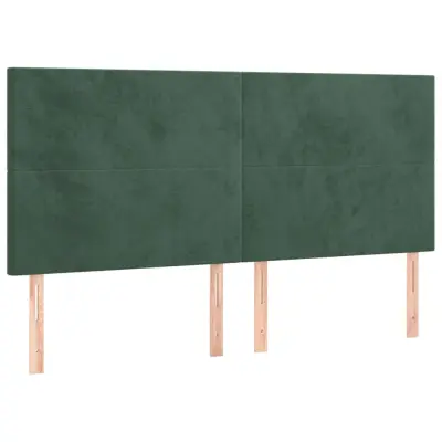 vidaXL Posteljno vzglavje 4 kosa temno zelen 90x5x78/88 cm žamet