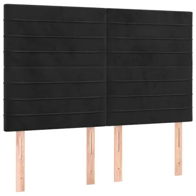 vidaXL Posteljno vzglavje 4 kosa črn 72x5x78/88 cm žamet