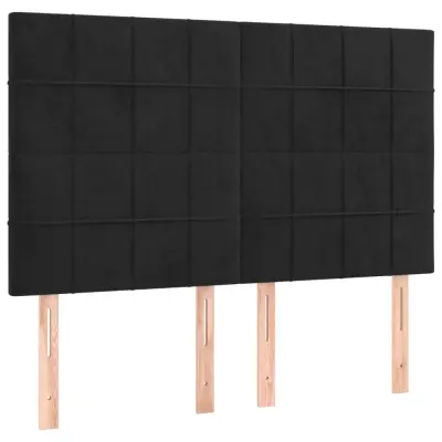vidaXL Posteljno vzglavje 4 kosa črn 72x5x78/88 cm žamet