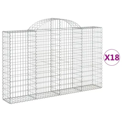 vidaXL Obokana gabionska košara 18 kos 200x30x120/140cm cinkano železo