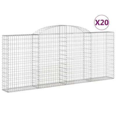 vidaXL Obokana gabionska košara 20 kos 300x30x120/140cm cinkano železo