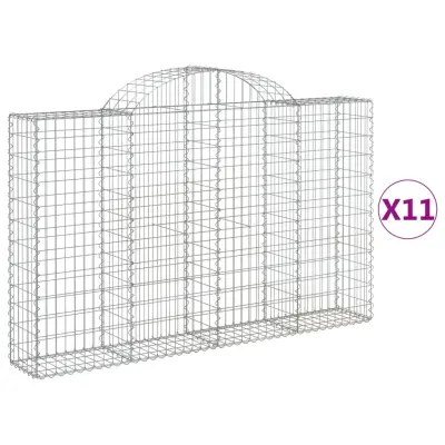vidaXL Obokana gabionska košara 11 kos 200x30x120/140cm cinkano železo