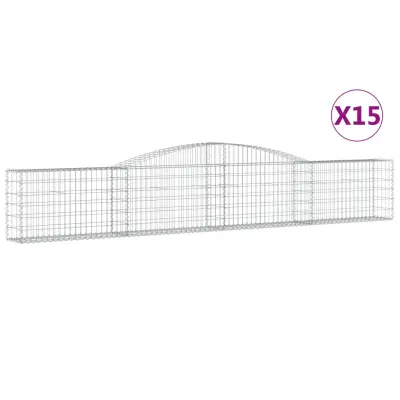 vidaXL Obokana gabionska košara 15 kosov 400x30x60/80cm cinkano železo