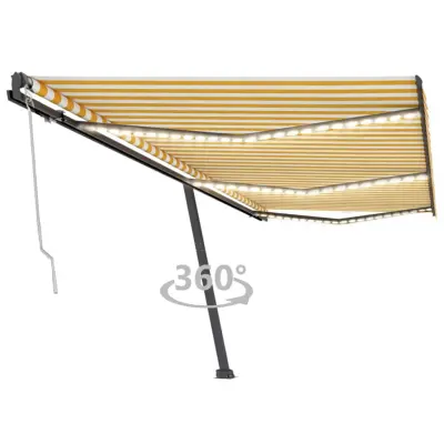 vidaXL Avtomatska tenda LED + senzor 600x300 cm rumena/bela
