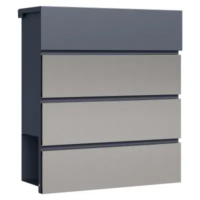 Poštni nabiralnik z režo za časopis antracit + inox mehko zapiranje V64