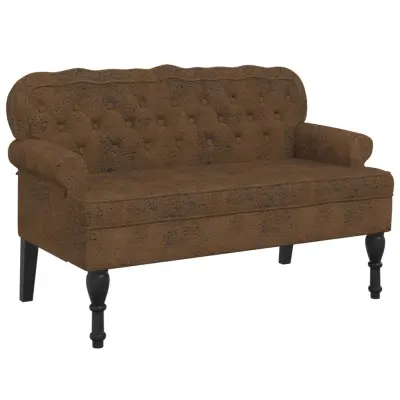 vidaXL Klop z naslonom rjava 119,5x64,5x75 cm umetno semiš usnje