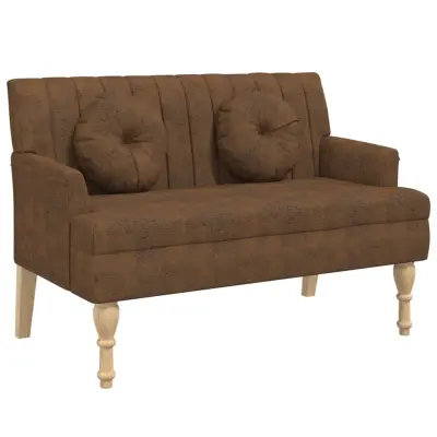 vidaXL Klop z naslonom rjava 113x64,5x75,5 cm umetno semiš usnje