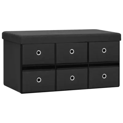 vidaXL Zložljiva klop s prostorom za shranjevanje črna 76x38x38 cm