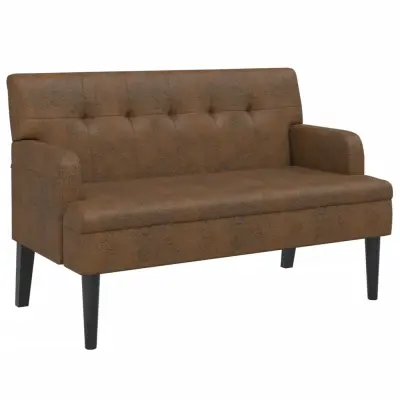 vidaXL Klop z naslonom rjava 112x65,5x75 cm umetno semiš usnje