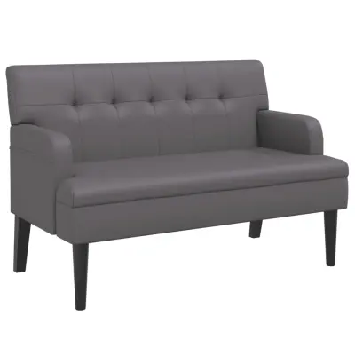 vidaXL Klop z naslonom siva 112x65,5x75 cm umetno usnje