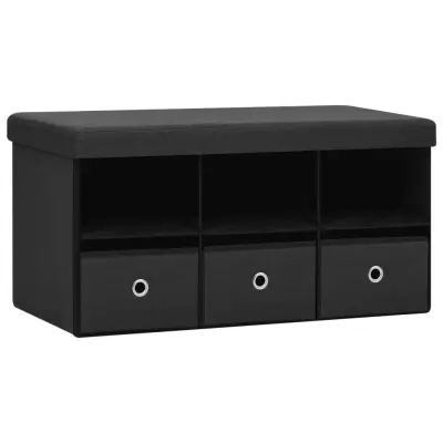 vidaXL Zložljiva klop za shranjevanje črna 76x38x38 cm umetno platno