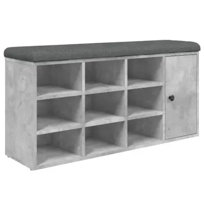 vidaXL Klop za čevlje betonsko siva 102x32x50 cm inženirski les
