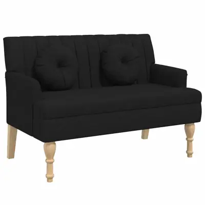 vidaXL Klop z blazinami črna 113x64,5x75,5 cm blago