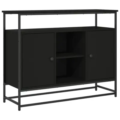 vidaXL Komoda črna 100x35x80 cm inženirski les