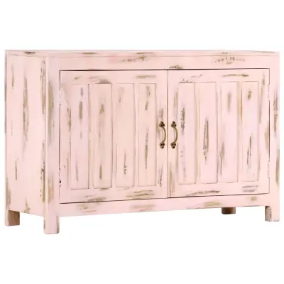 vidaXL Komoda svetlo roza 110x35x70 cm trden mangov les