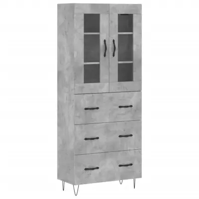 vidaXL Visoka komoda betonsko siva 69,5x34x180 cm inženirski les