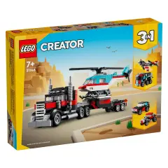 LEGO Creator 3 in 1 31146 Ploščadni tovornjak s helikopterjem