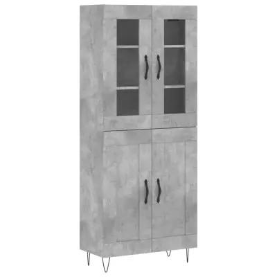 vidaXL Visoka komoda betonsko siva 69,5x34x180 cm inženirski les