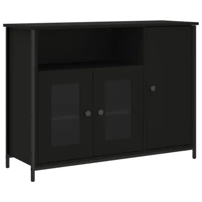 vidaXL Komoda črna 100x35x75 cm inženirski les