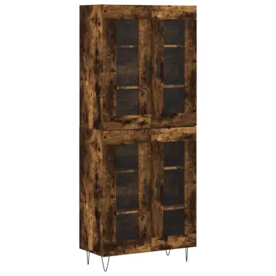 vidaXL Visoka komoda dimljen hrast 69,5x34x180 cm inženirski les