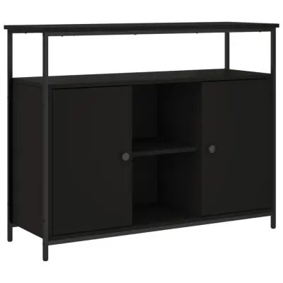 vidaXL Komoda črna 100x35x80 cm inženirski les