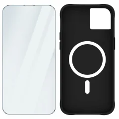 MagSafe iPhone 15 Case 9H kaljeno steklo, mat ovitek - crn