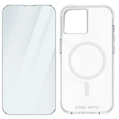 MagSafe iPhone 15 Case 9H kaljeno steklo, mat ohišje - prozorno