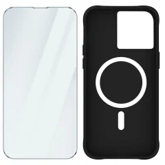 Ovitek MagSafe za iPhone 15 Pro 9H kaljeno steklo, mat ohišje - crn