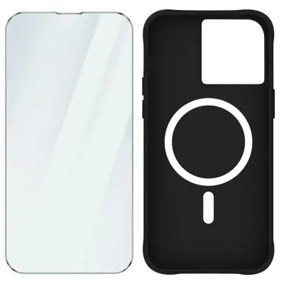Ovitek MagSafe za iPhone 15 Pro 9H kaljeno steklo, mat ohišje - crn