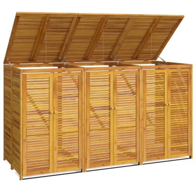 vidaXL Trojna lopa za smetnjak 210x89x117 cm trden akacijev les