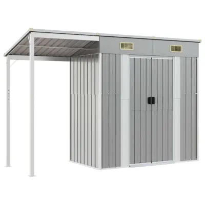 vidaXL Vrtna lopa z nadstreškom svetlo siva 277x110,5x181 cm jeklo