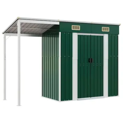 vidaXL Vrtna lopa z nadstreškom zelena 277x110,5x181 cm jeklo