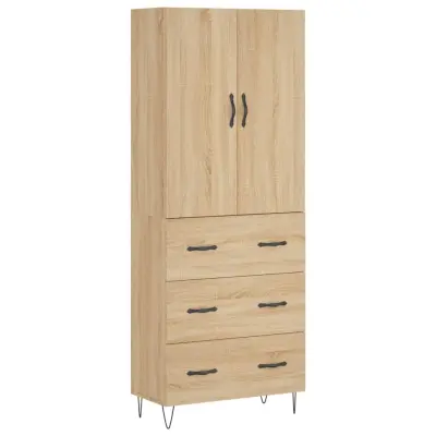 vidaXL Visoka komoda sonoma hrast 69,5x34x180 cm inženirski les